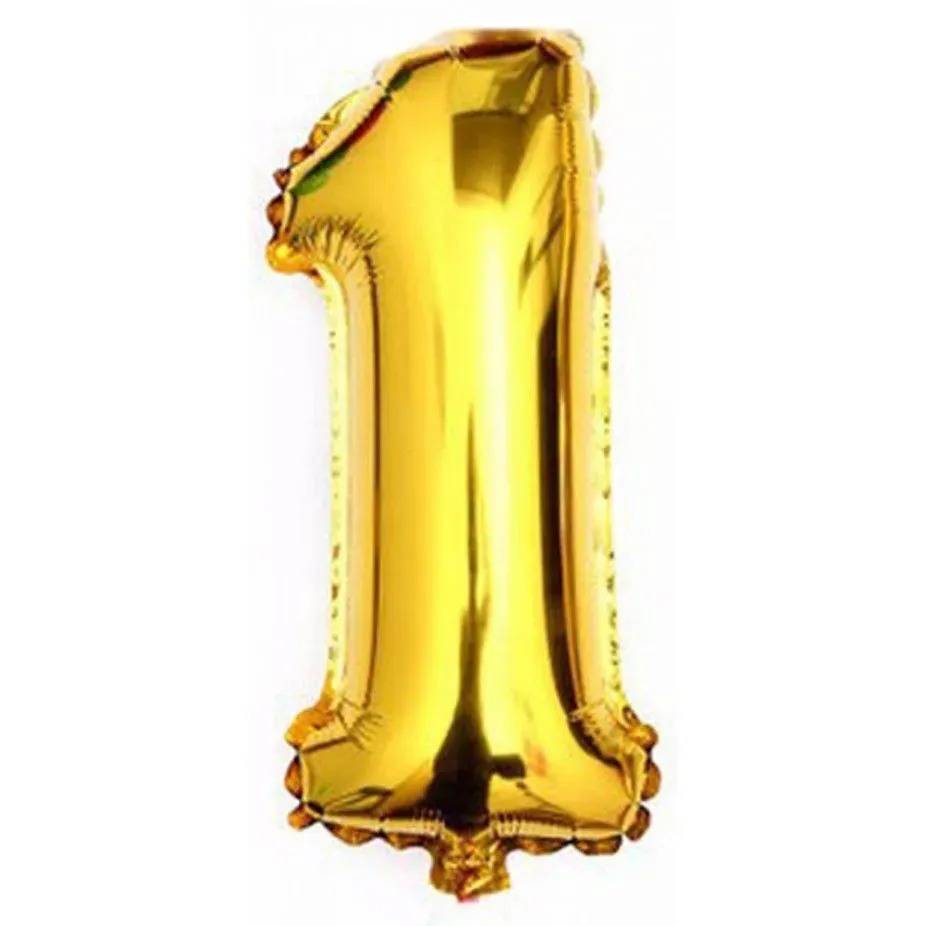 BALAO METALIZADO NUMEROS 40CM DOURADO